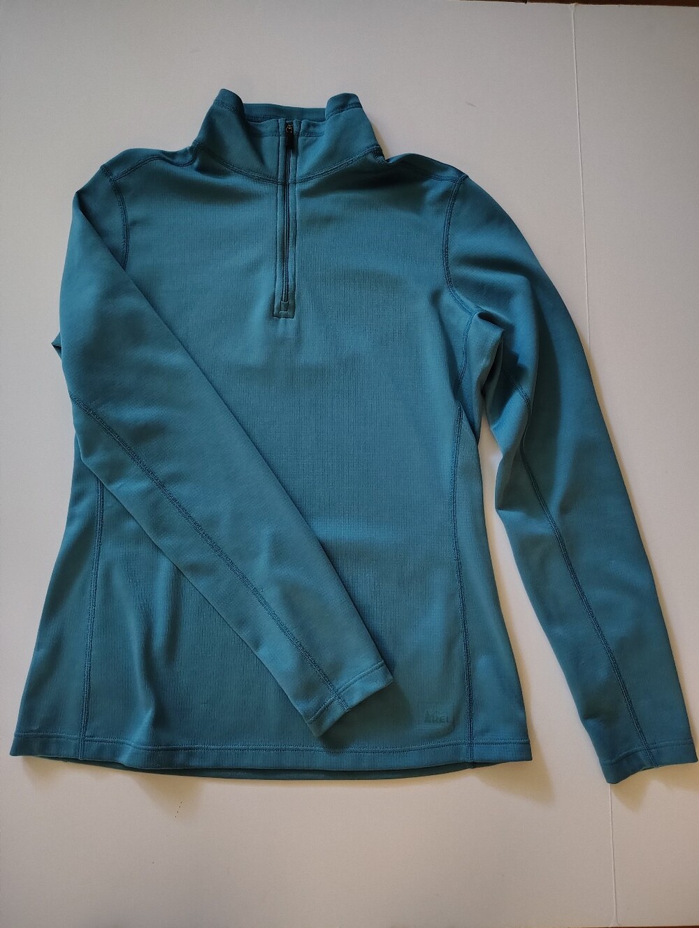 REI Women's Teal Thermal Waffle-Knit Quarter-Zip Pullover